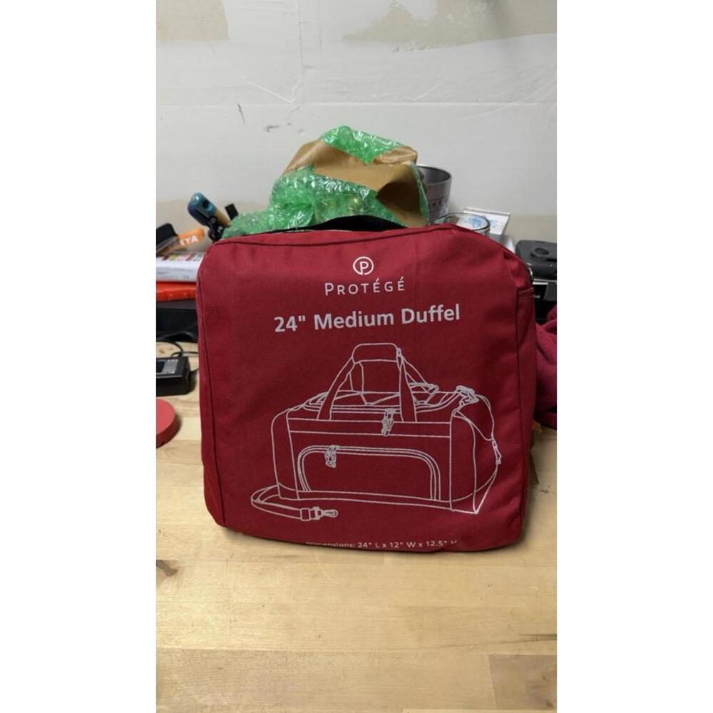 Protege 24” Medium Duffel Bag Red Travel Gym Luggage w/ Carry Strap
